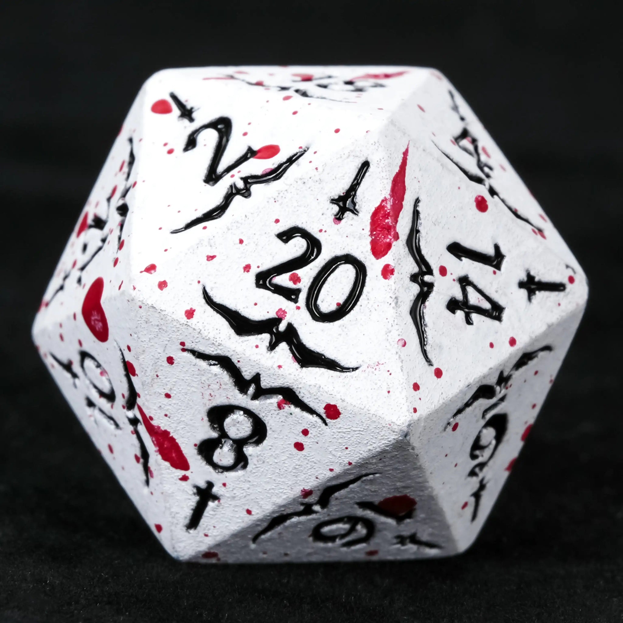 White Metallic Eagle and Sword DND D20 Dice | Bear Dice