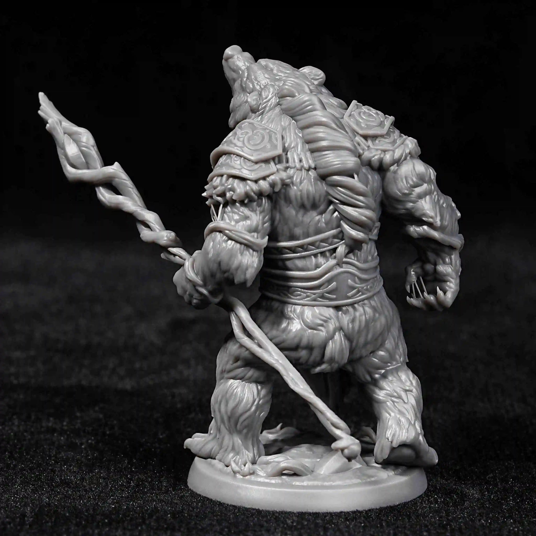Advanced DND Bear Warrior 3D Printed Desktop Character Miniature Model - Bear Dice