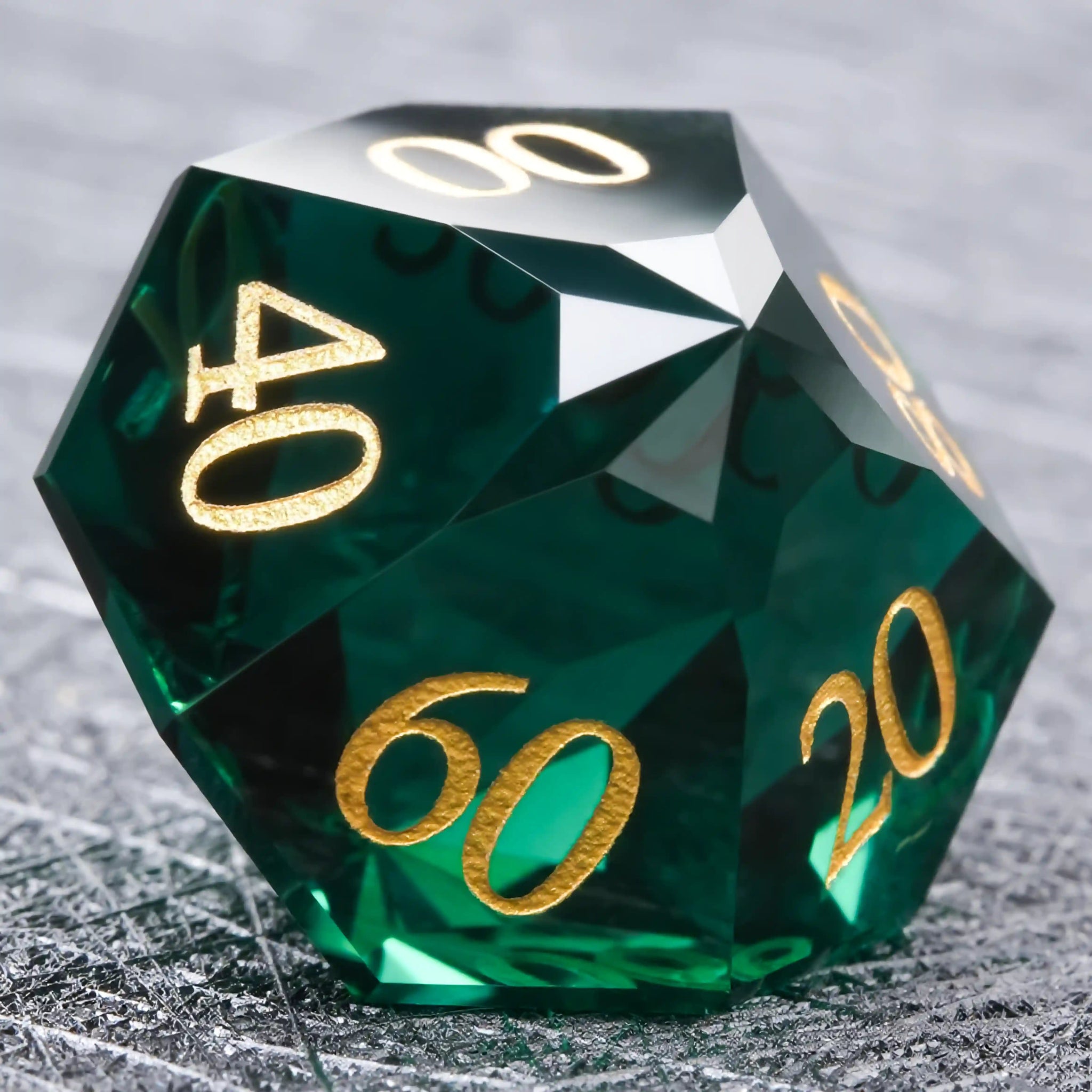 Bear Dice D&D Multi - Sided Engraved Glass Gemstone Dice Set - Bear Dice