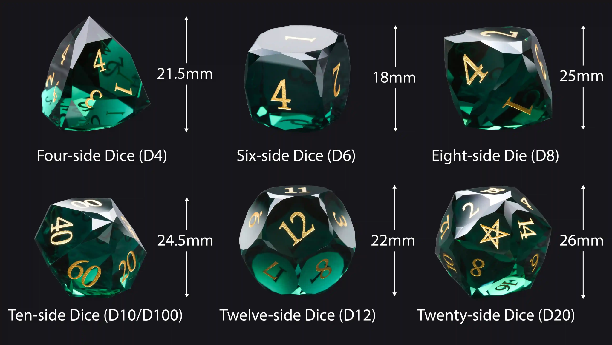 Bear Dice D&D Multi - Sided Engraved Glass Gemstone Dice Set - Bear Dice