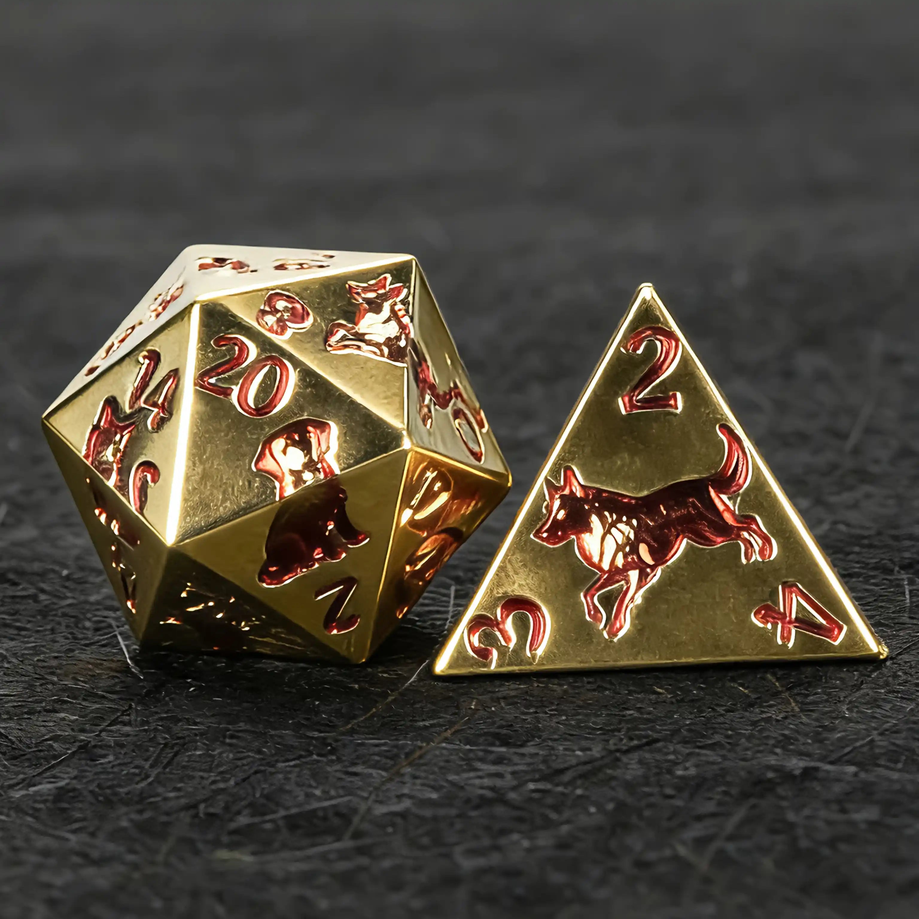 Animal ally metal D4 dice with engraved pet design BearDice