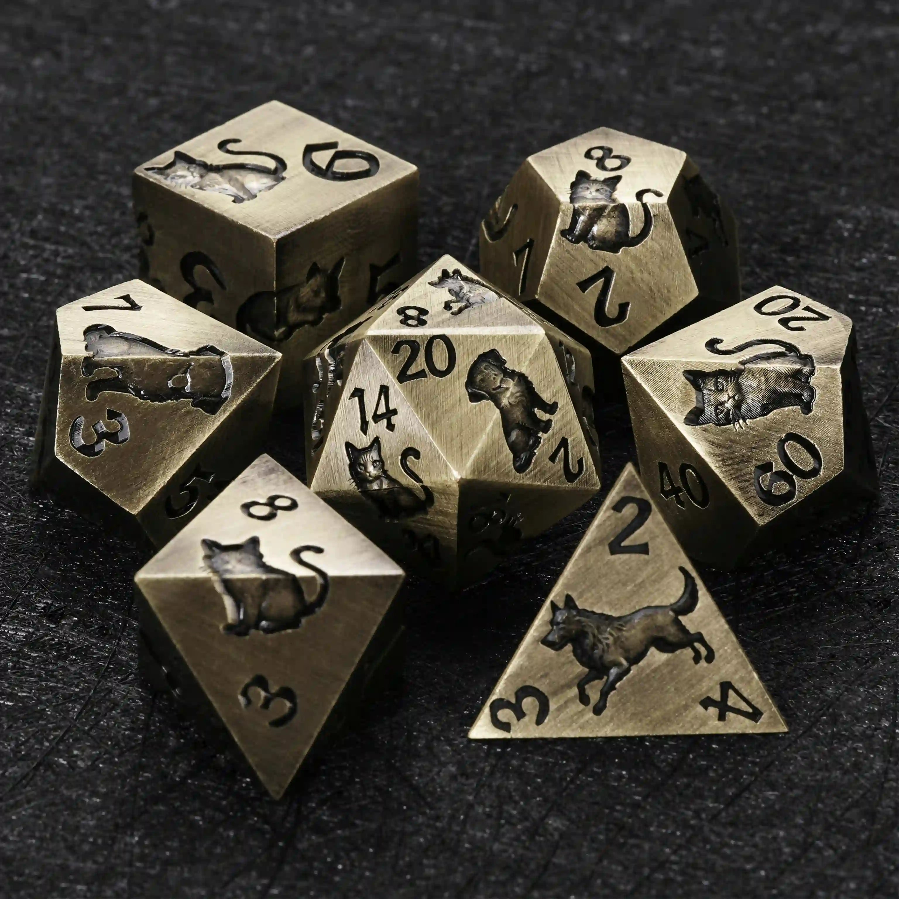 Bronze animal ally metal dice set for tabletop RPG BearDice