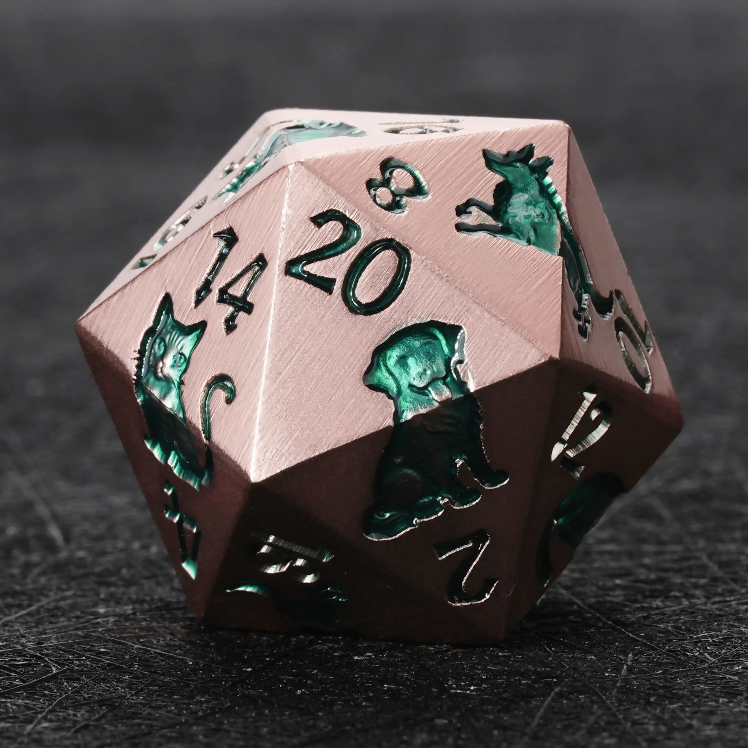 Rose gold animal ally metal DND dice set Kickstarter edition BearDice