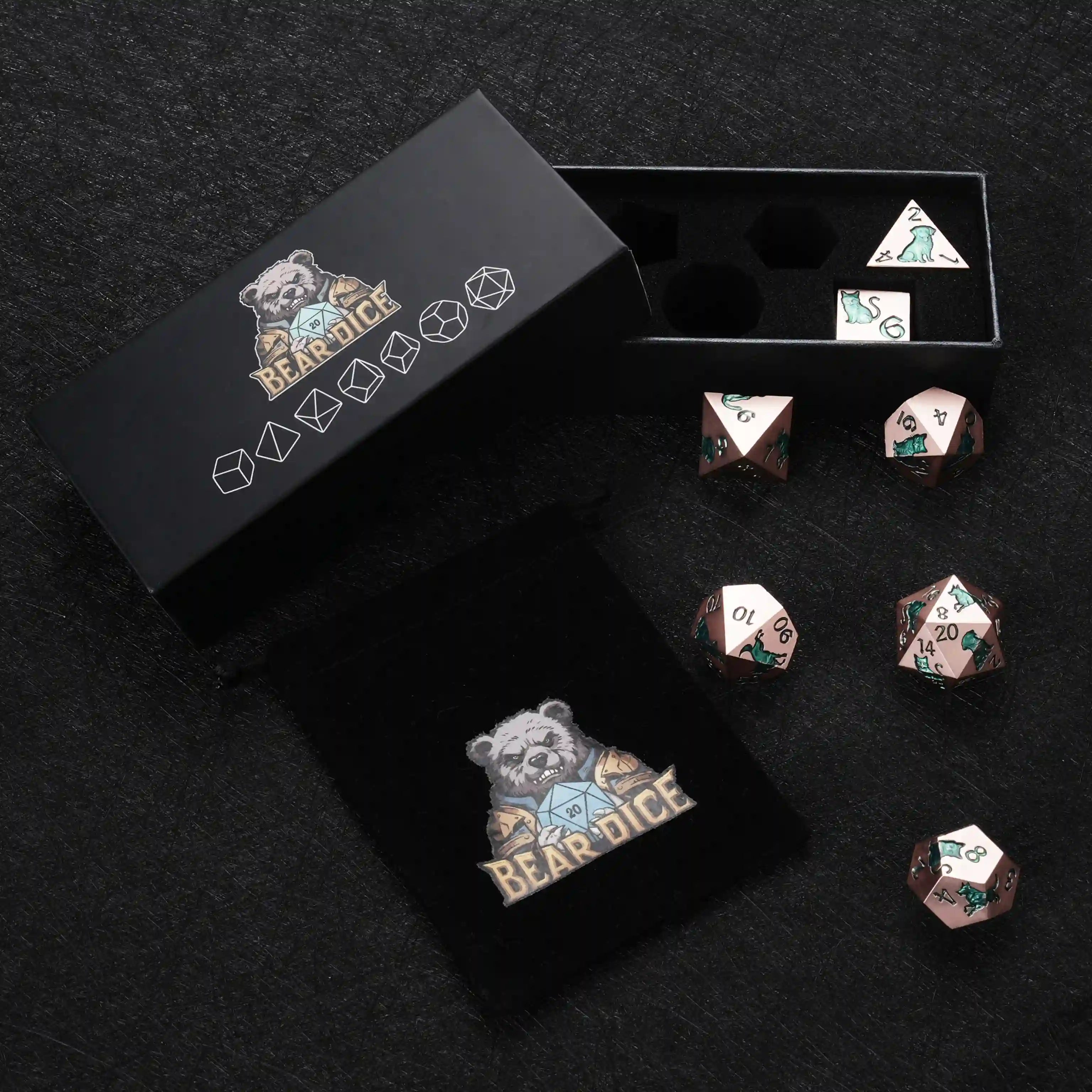 Premium metal animal ally dice set in gift box BearDice