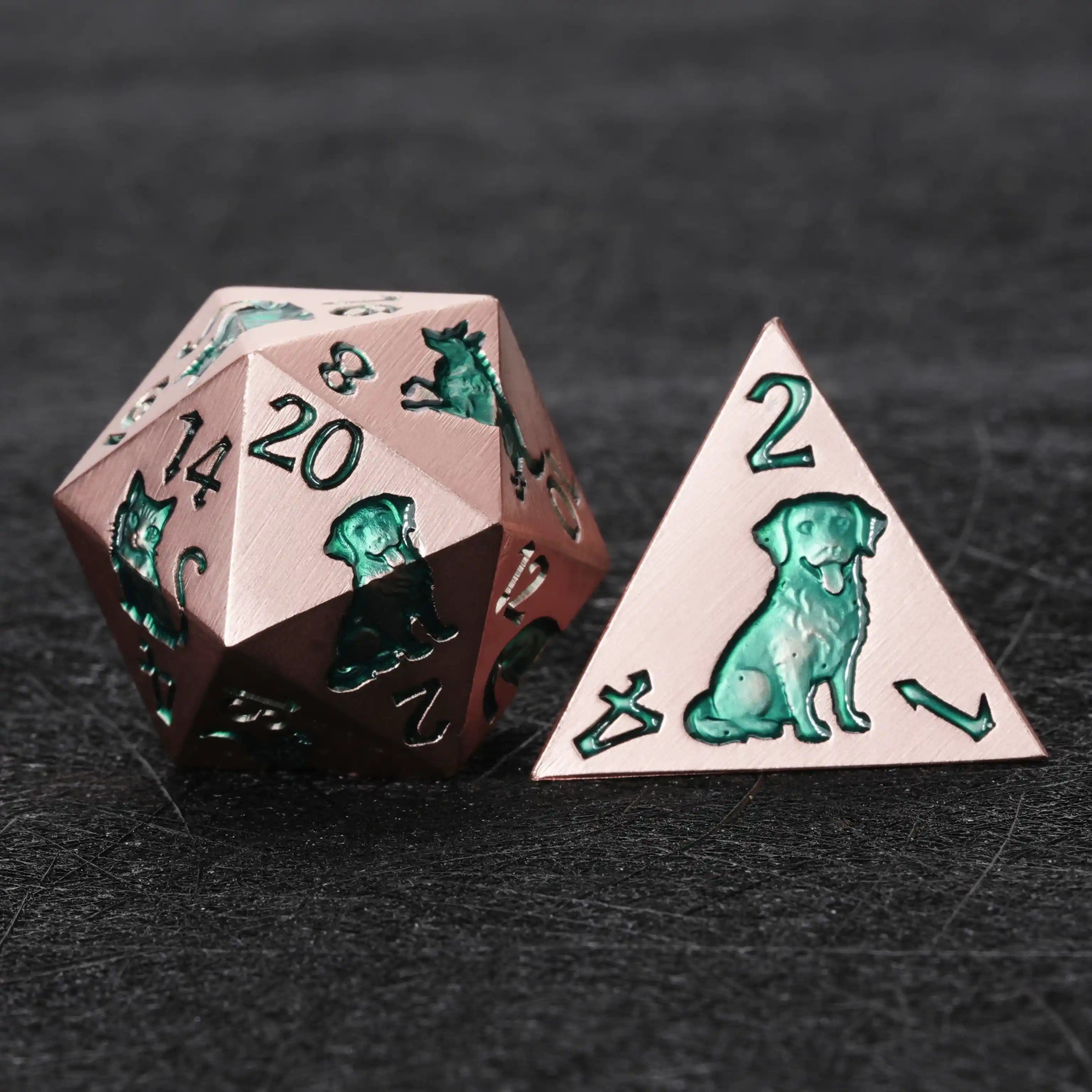 Animal ally D4 metal dice set for tabletop RPG BearDice