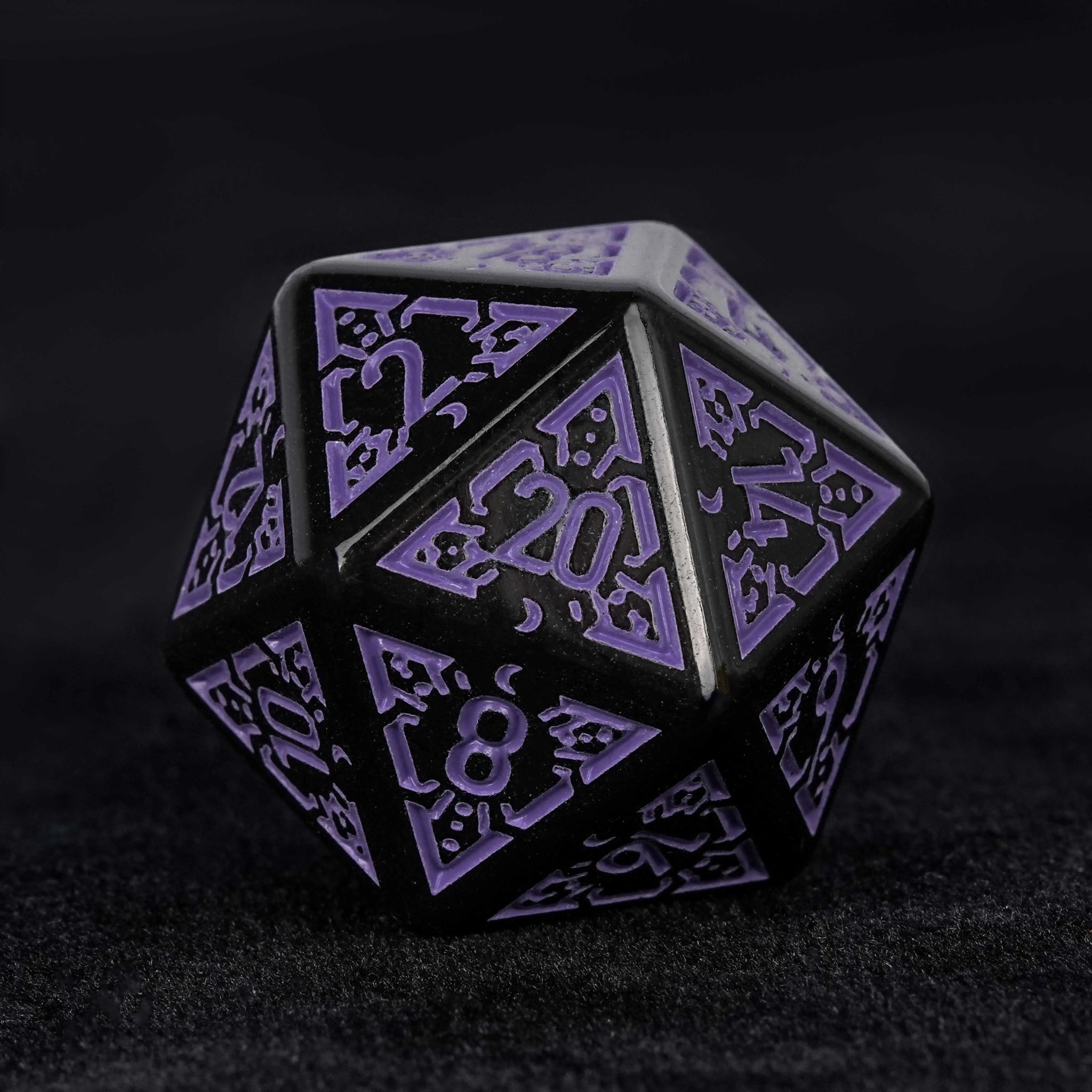 Black and purple rune acrylic DND dice set - Bear Dice