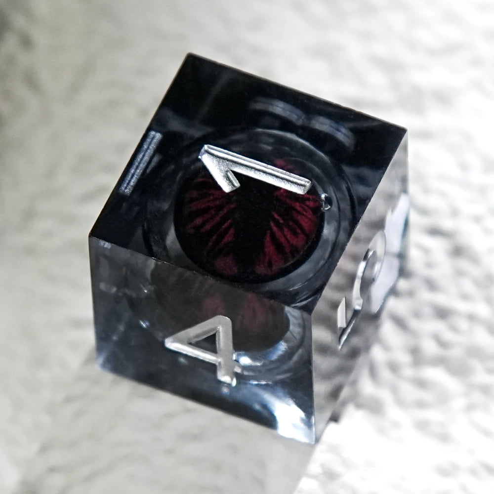Black Resin Core DND Dice Set + Silver Font - Bear Dice