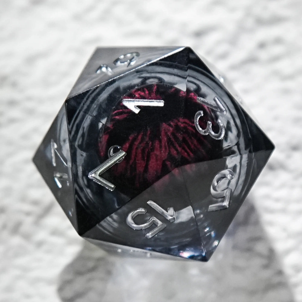 Black Resin Core DND Dice Set + Silver Font - Bear Dice