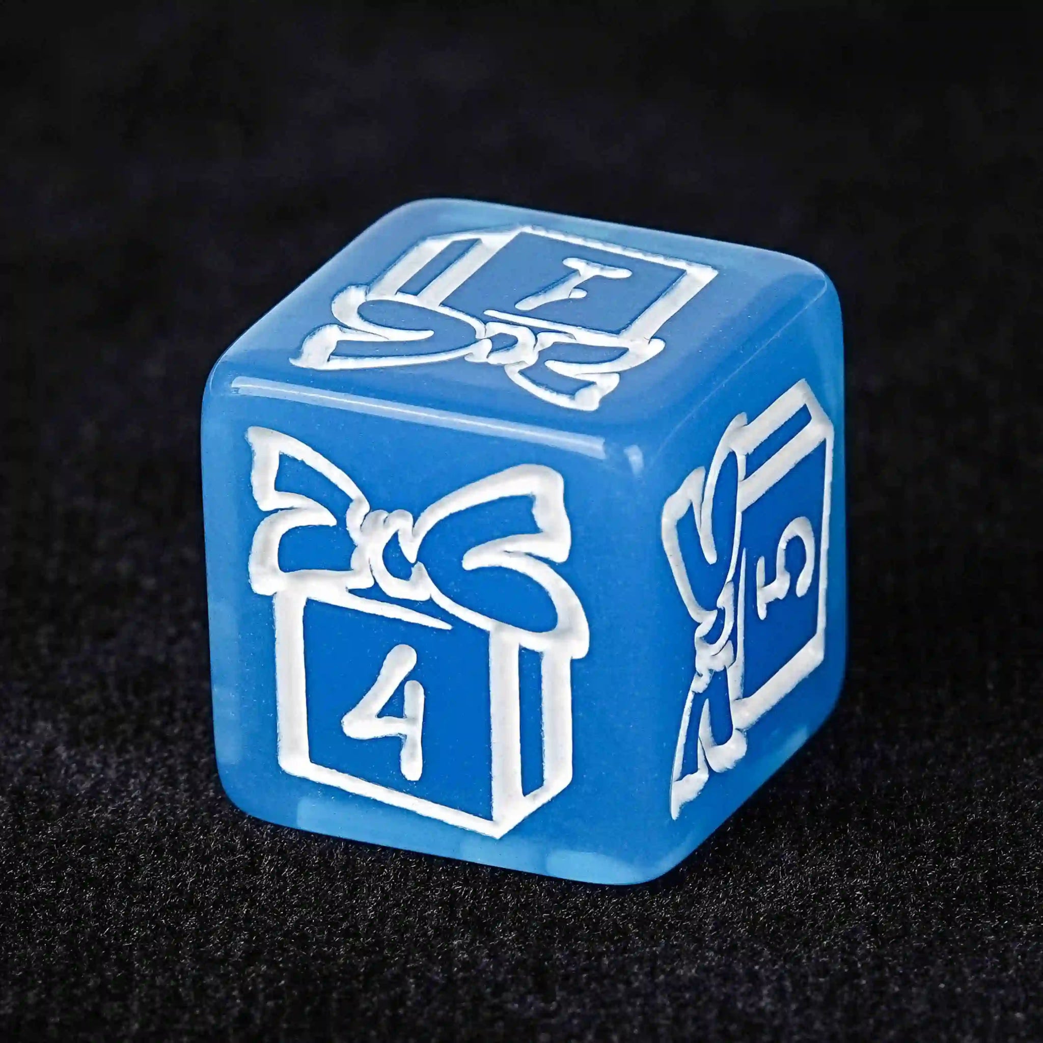 Blue Christmas Theme Acrylic DND Dice Set + White Runes - Bear Dice