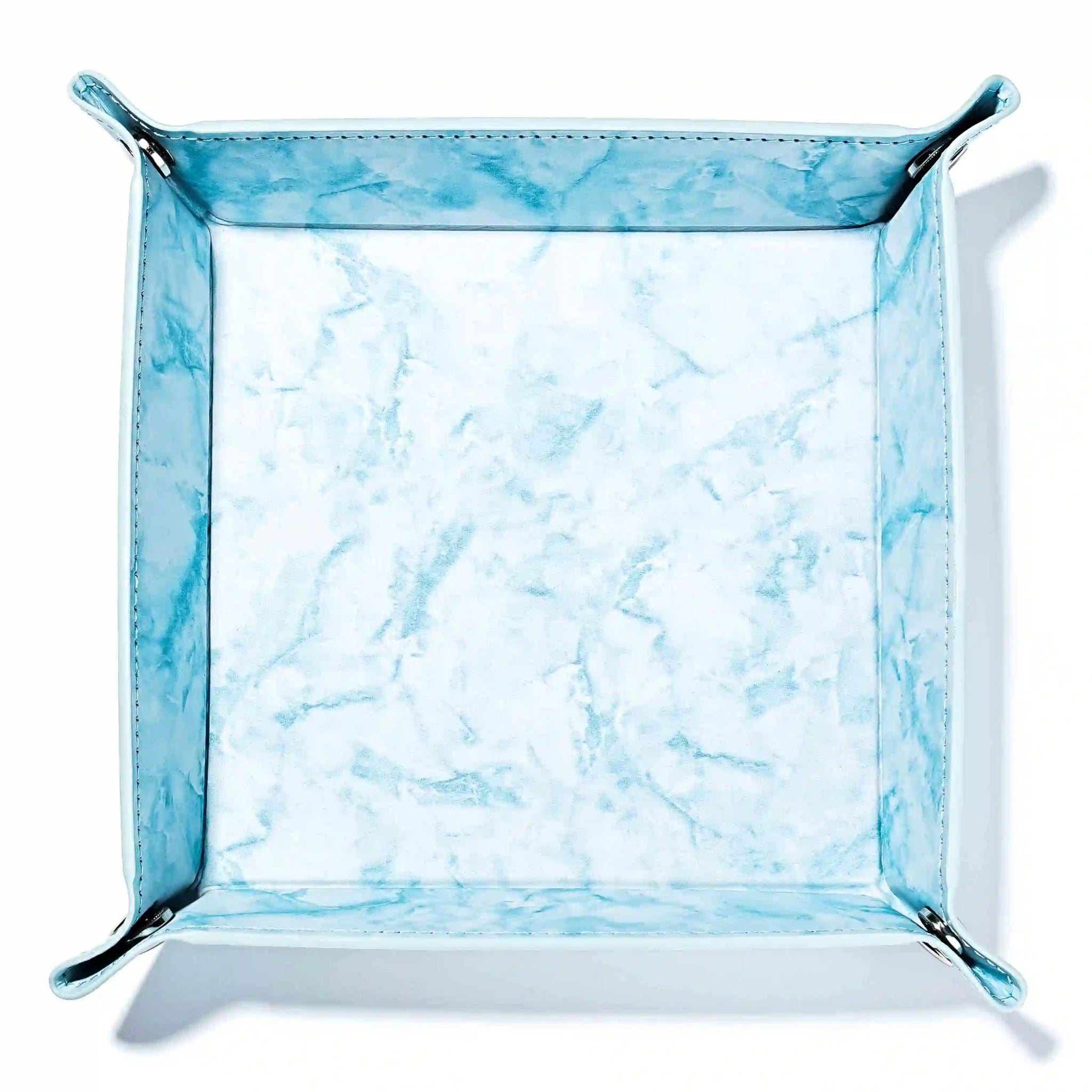Blue marble leather rectangular folding game dice tray - Bear Dice