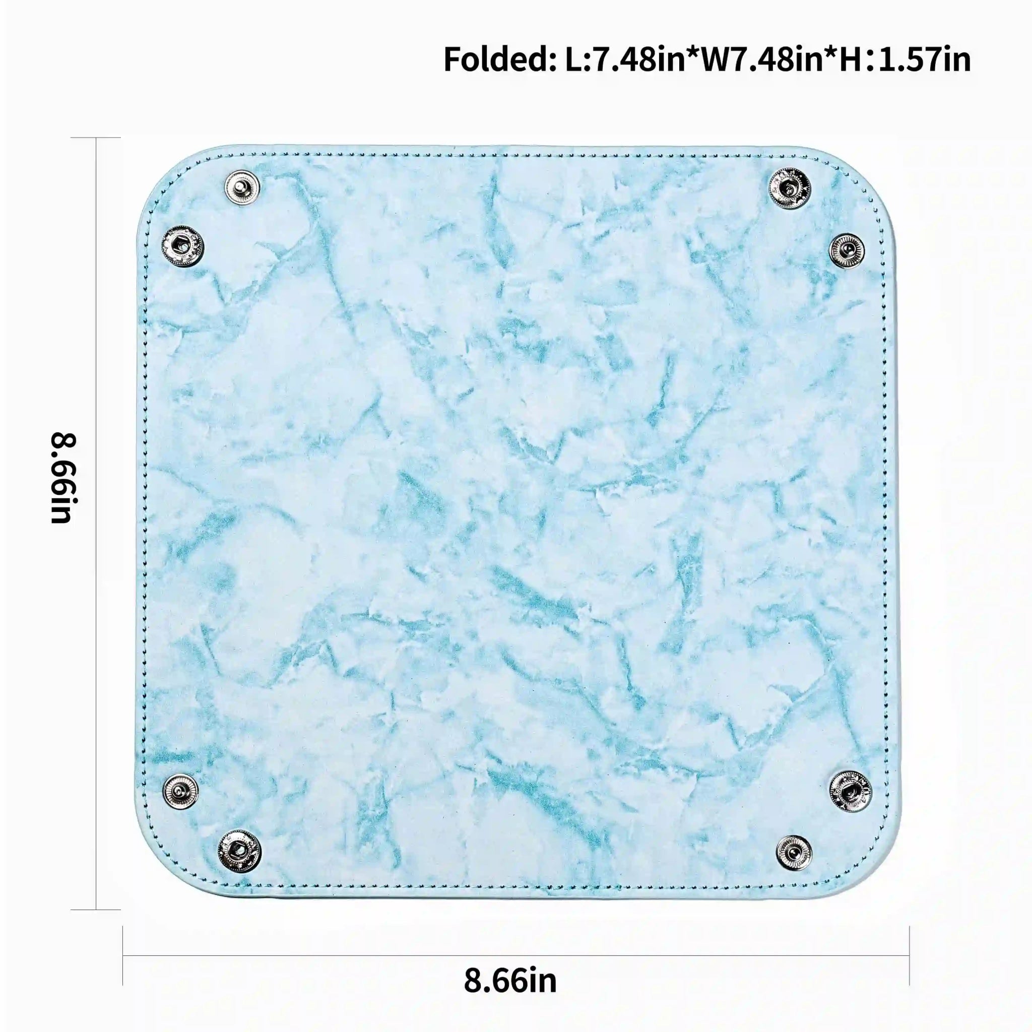 Blue marble leather rectangular folding game dice tray - Bear Dice