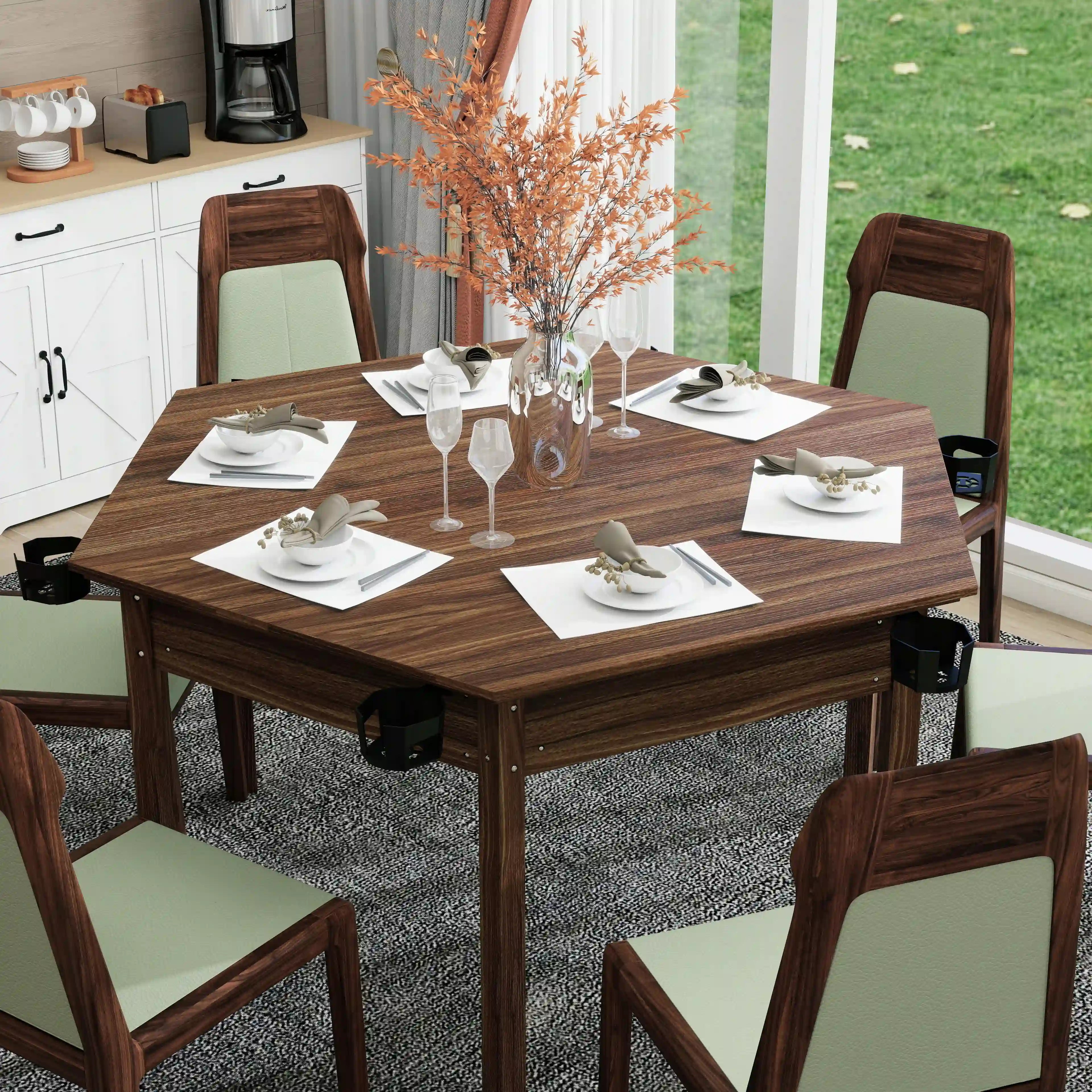 board game table Board Game Table / Game Table for 6 Players, Hexagon Gaming & Dining Table with Removable Table Top - Bear Dice