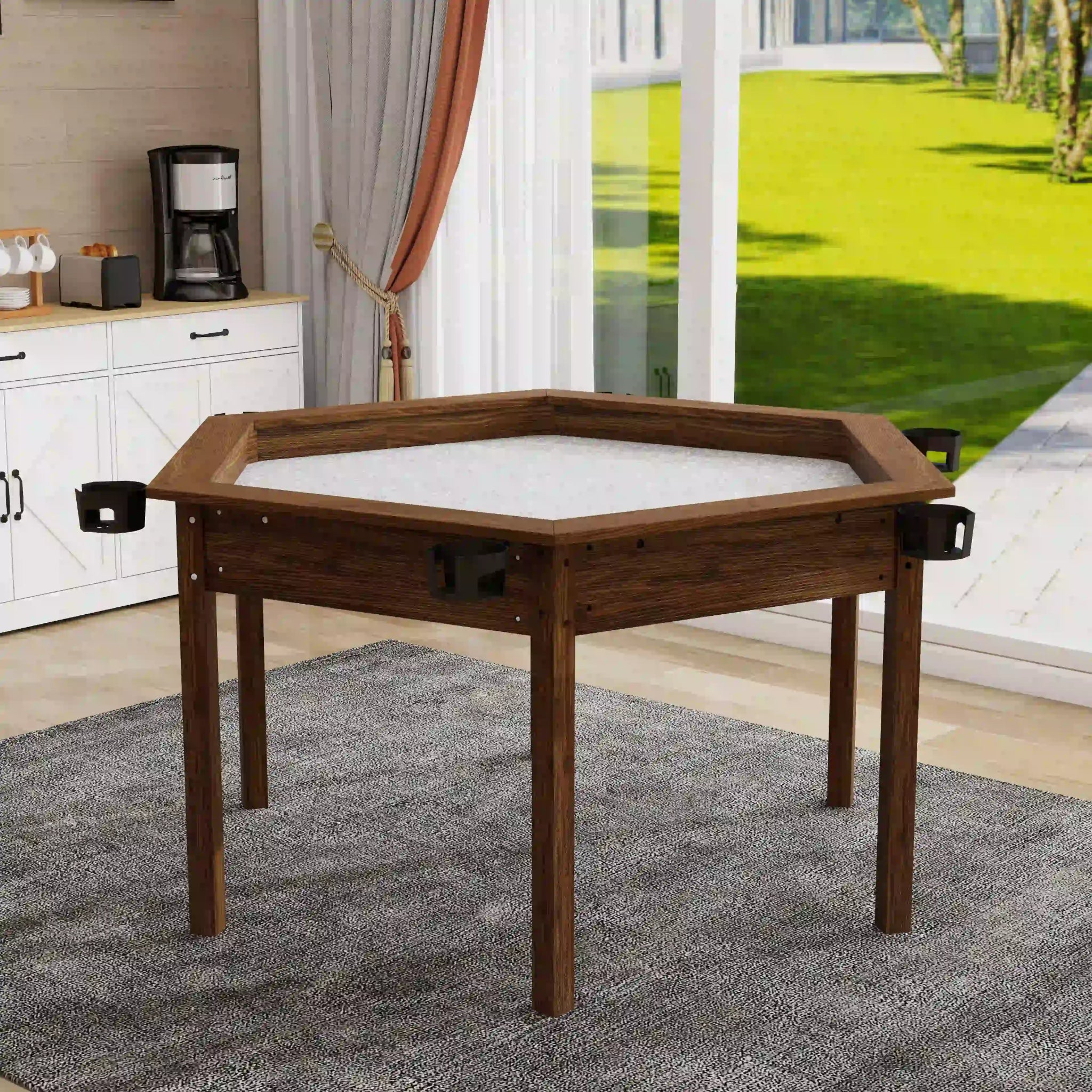 board game table Board Game Table / Game Table for 6 Players, Hexagon Gaming & Dining Table with Removable Table Top - Bear Dice