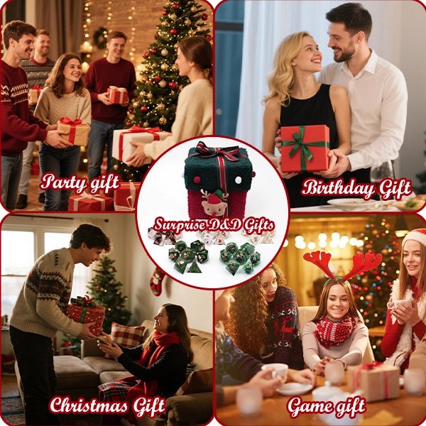 Christmas DND Dice Blind Box Gift Set - Resin Dice, Stickers, Ornaments and Holiday Accessories - Bear Dice