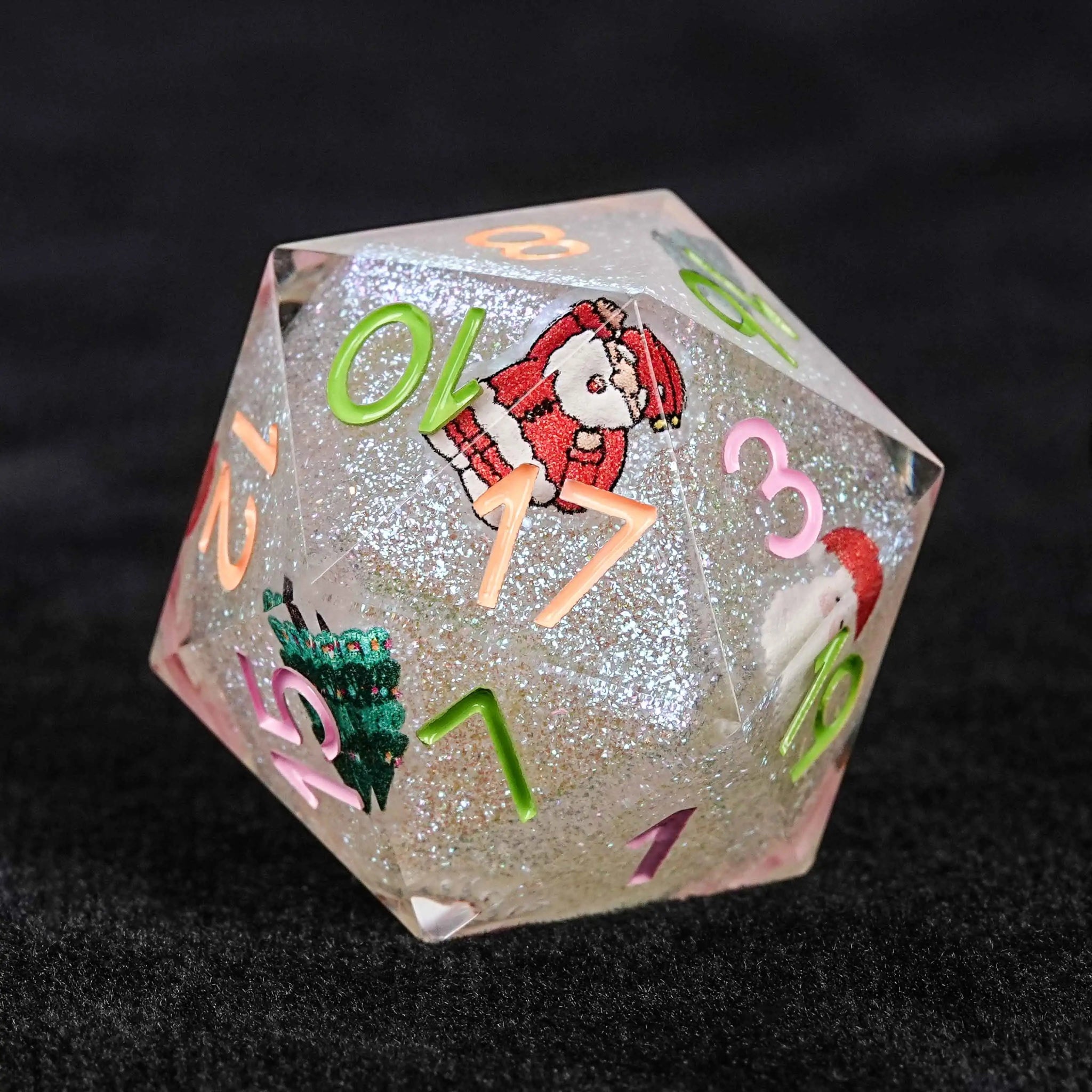 Christmas Special - 7 Piece White Resin Dice Set - Collectible and adventurous - Bear Dice