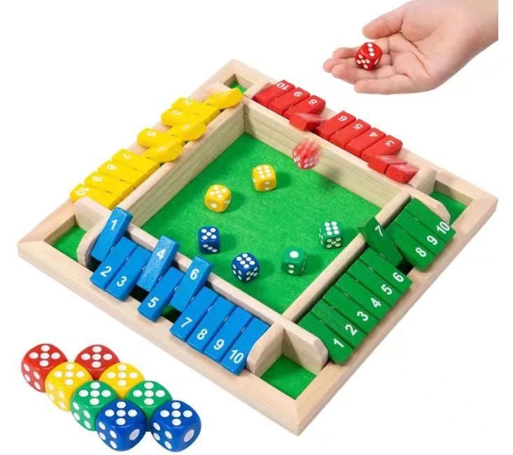 Close the Box Dice Game - Wooden Party Strategy Board Game - Bear Dice