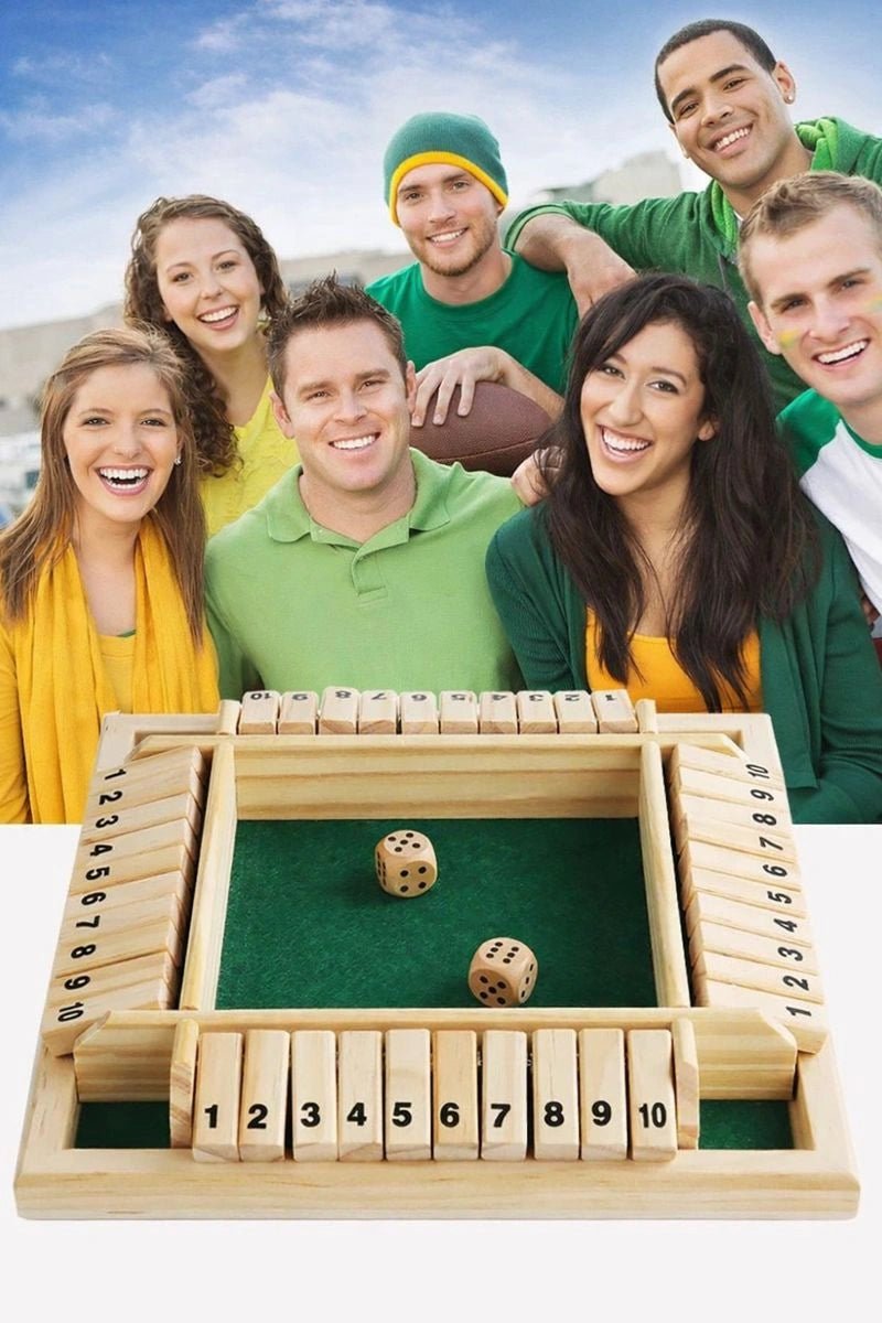 Close the Box Dice Game - Wooden Party Strategy Board Game - Bear Dice