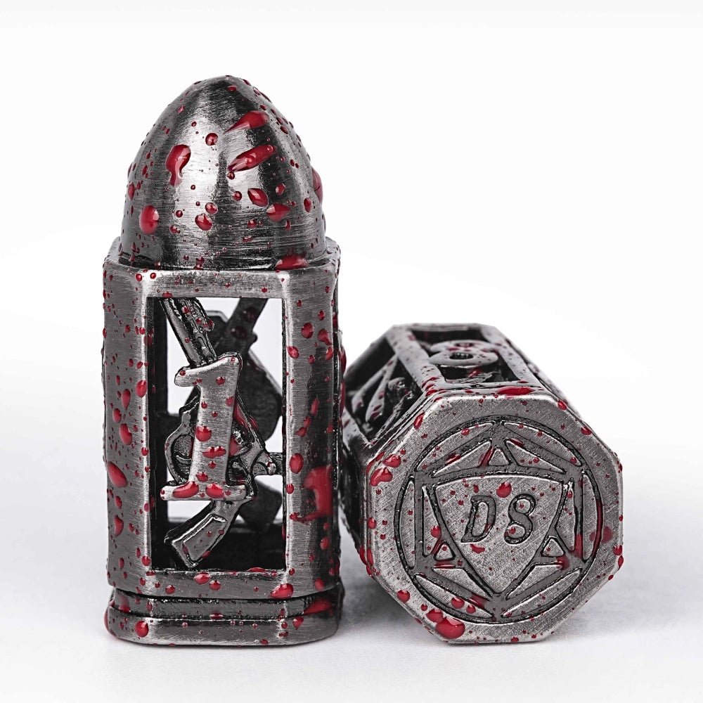 Cool DND polyhedron metal hollow pistol bullet dice set - Bear Dice