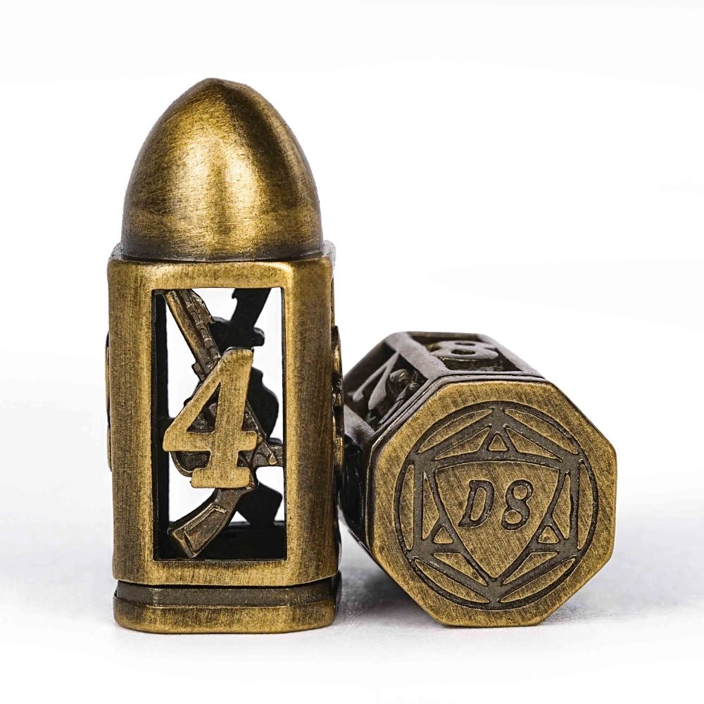Cool DND polyhedron metal hollow pistol bullet dice set - Bear Dice