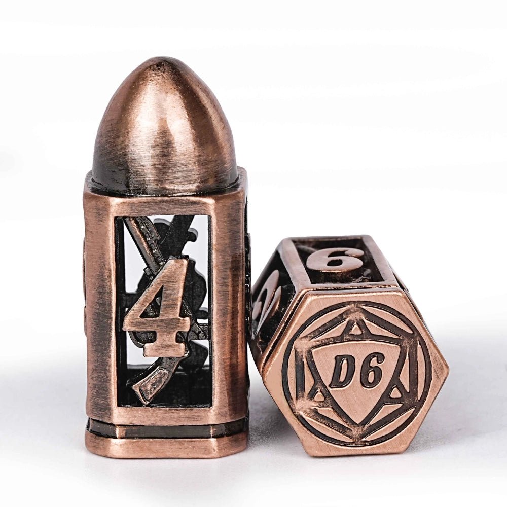 Cool DND polyhedron metal hollow pistol bullet dice set - Bear Dice