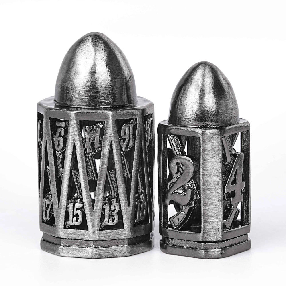 Cool DND polyhedron metal hollow pistol bullet dice set - Bear Dice