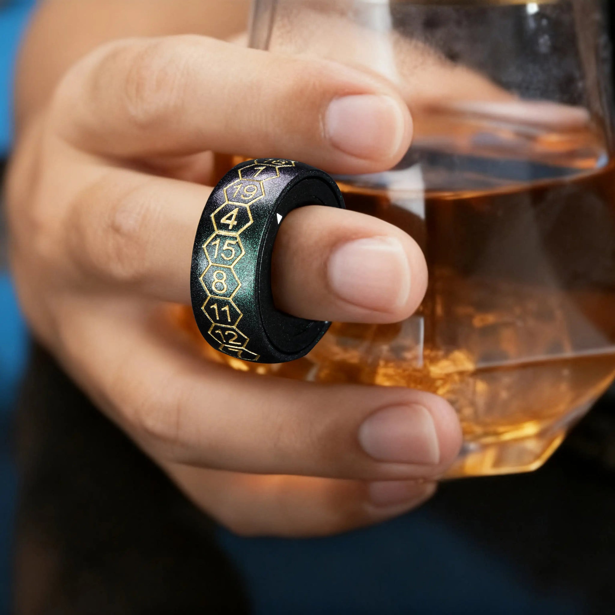 Cool Metal Fingertip Spinning D20 Dice Ring - Bear Dice