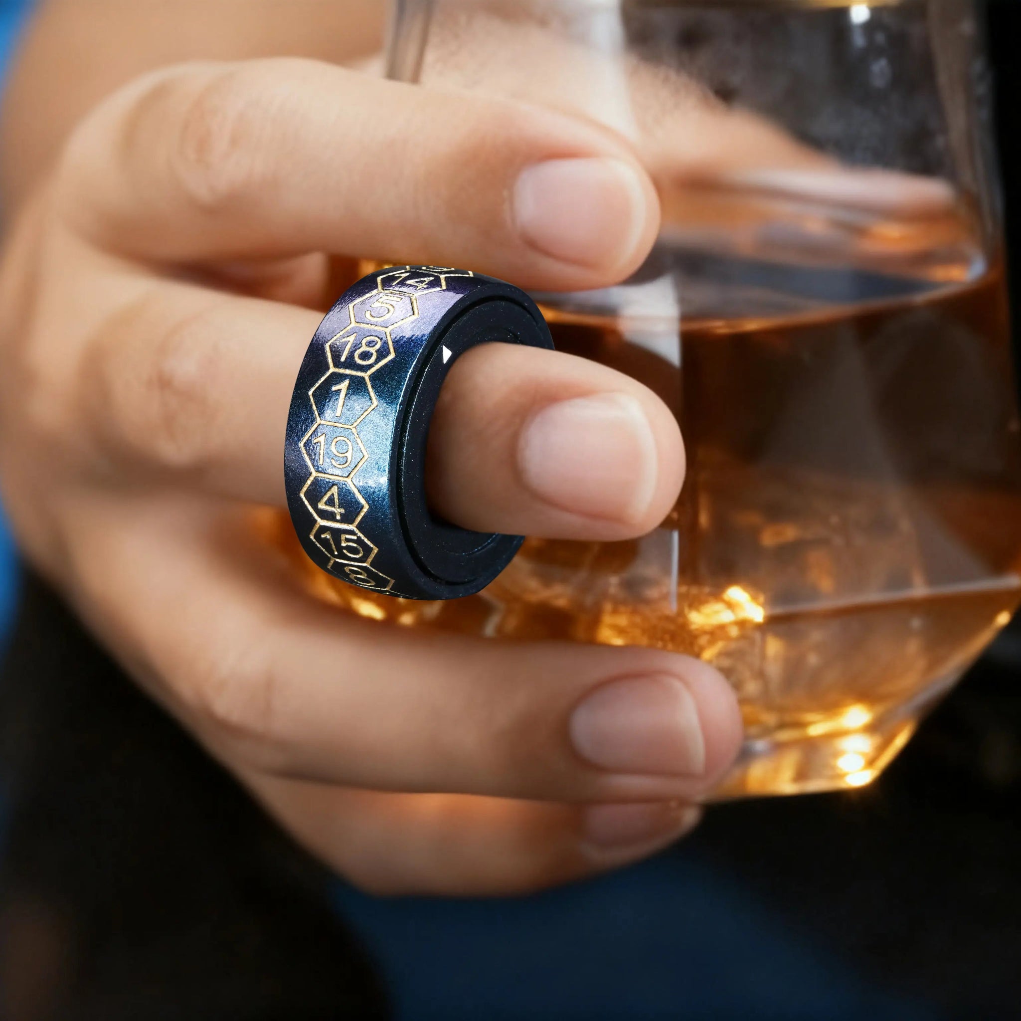Cool Metal Fingertip Spinning D20 Dice Ring - Bear Dice