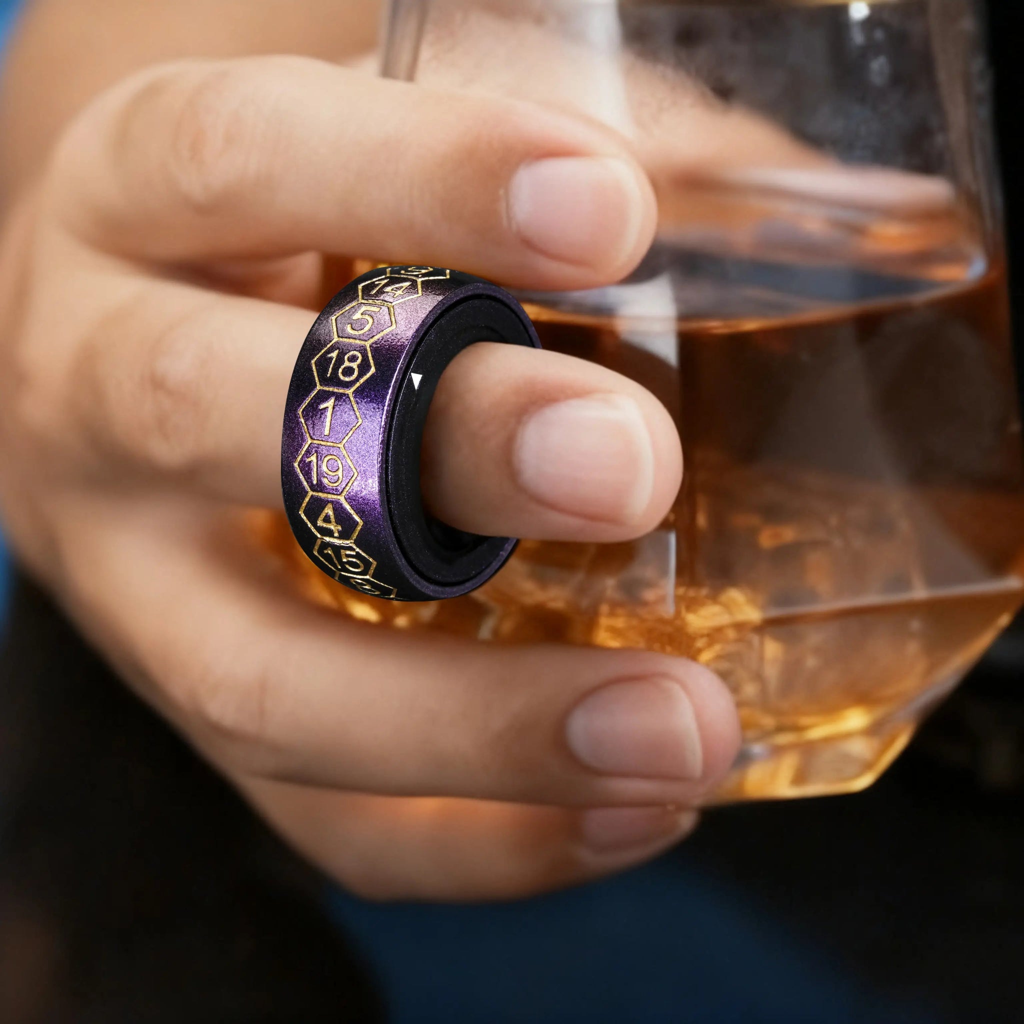 Cool Metal Fingertip Spinning D20 Dice Ring - Bear Dice