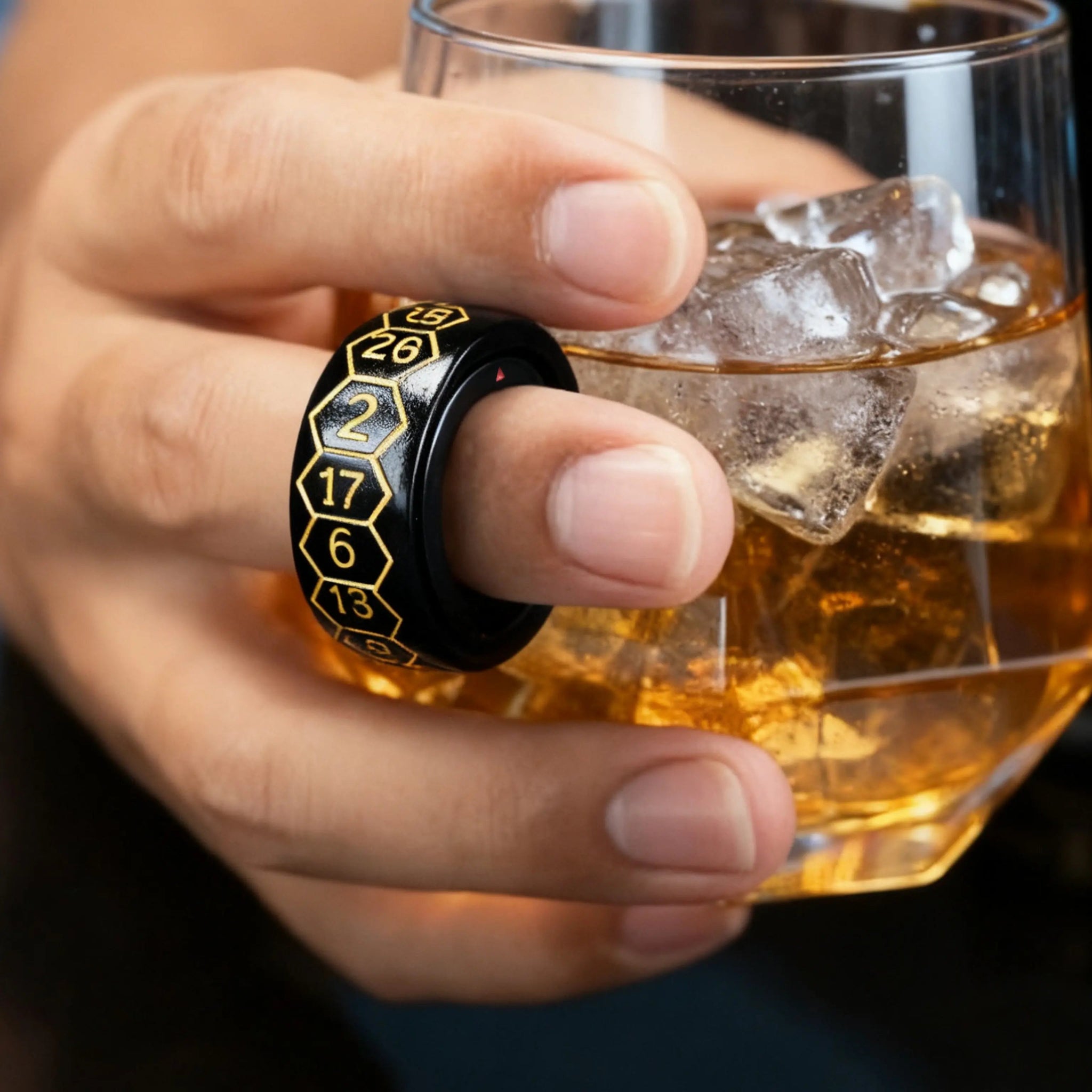 Cool Metal Fingertip Spinning D20 Dice Ring - Bear Dice