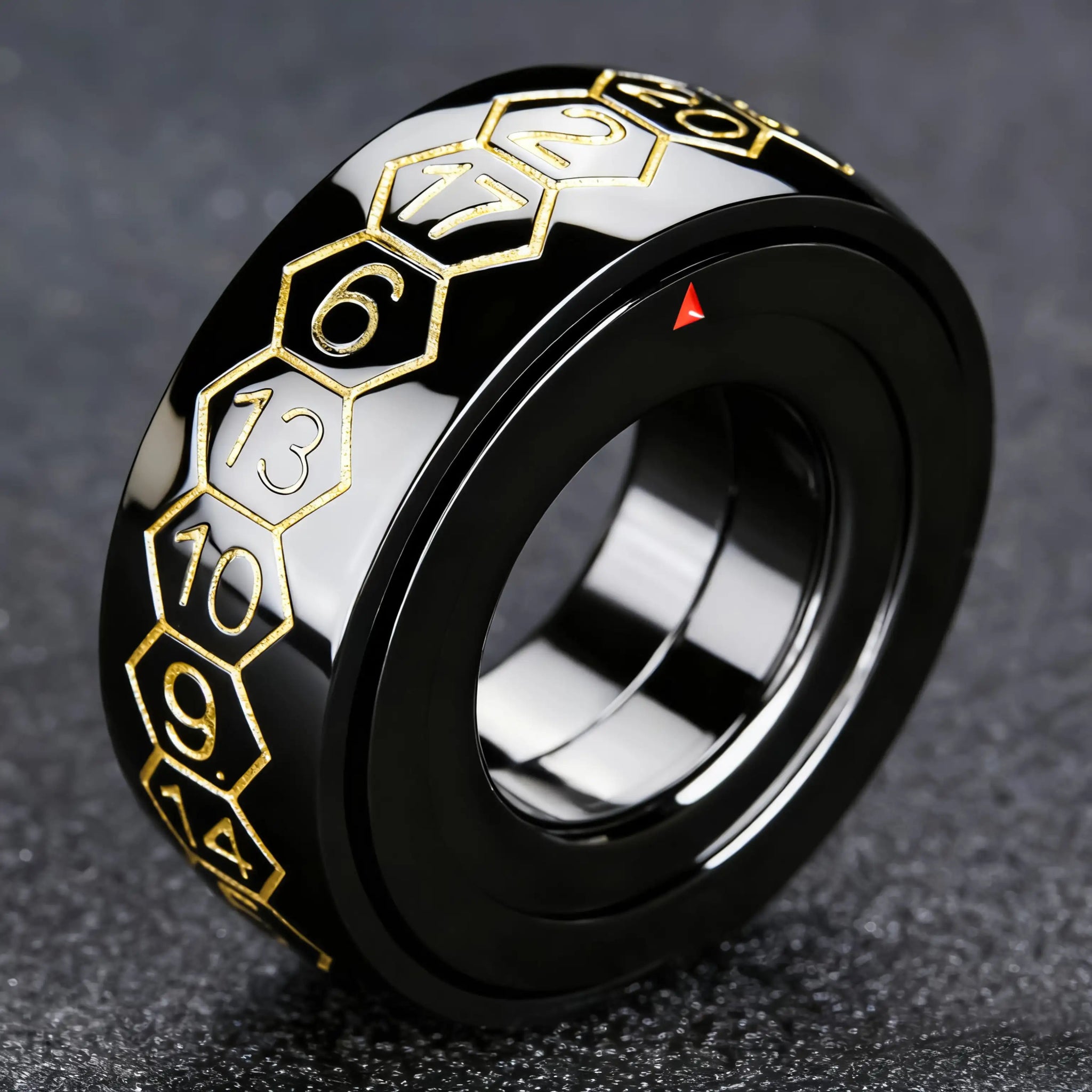 Cool Metal Fingertip Spinning D20 Dice Ring - Bear Dice