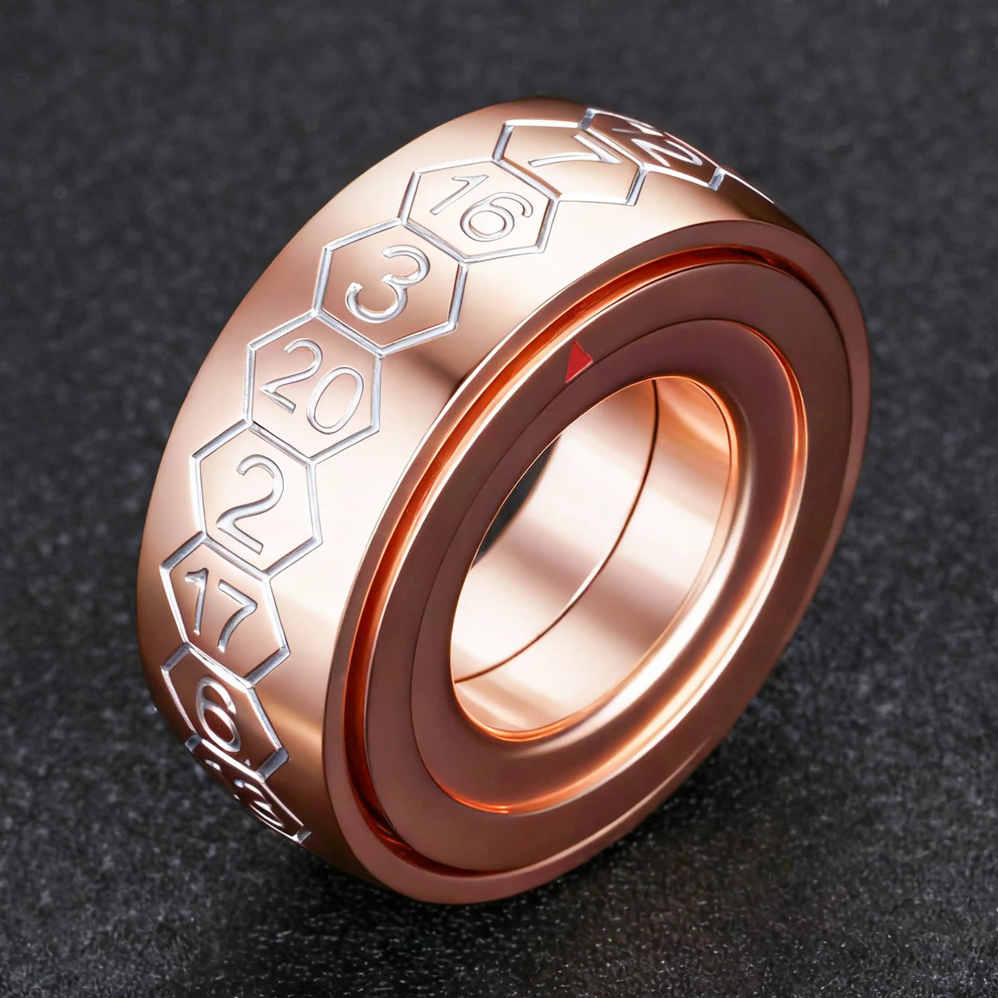 Cool Metal Fingertip Spinning D20 Dice Ring - Bear Dice