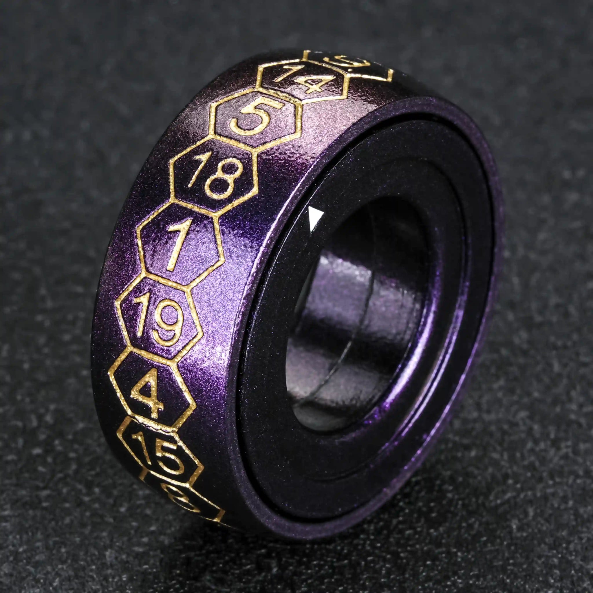 Cool Metal Fingertip Spinning D20 Dice Ring - Bear Dice
