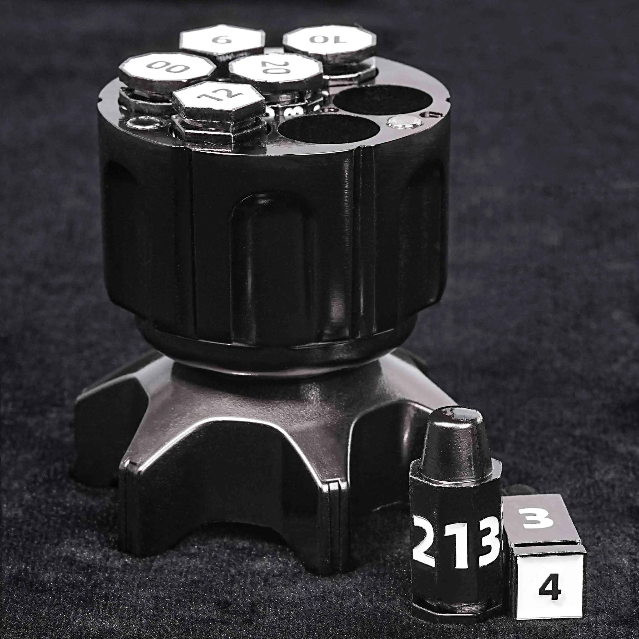 Cool Rocket Launcher Dice Box + Unique Metal Polyhedron DND Bullet Dice Set - Bear Dice