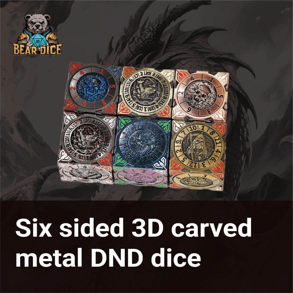 Cool Table Game Dice Spinner: 7 - in - 1 Metal Solid Cube Six - Sided Circular Spinning Roulette Dice - Bear Dice