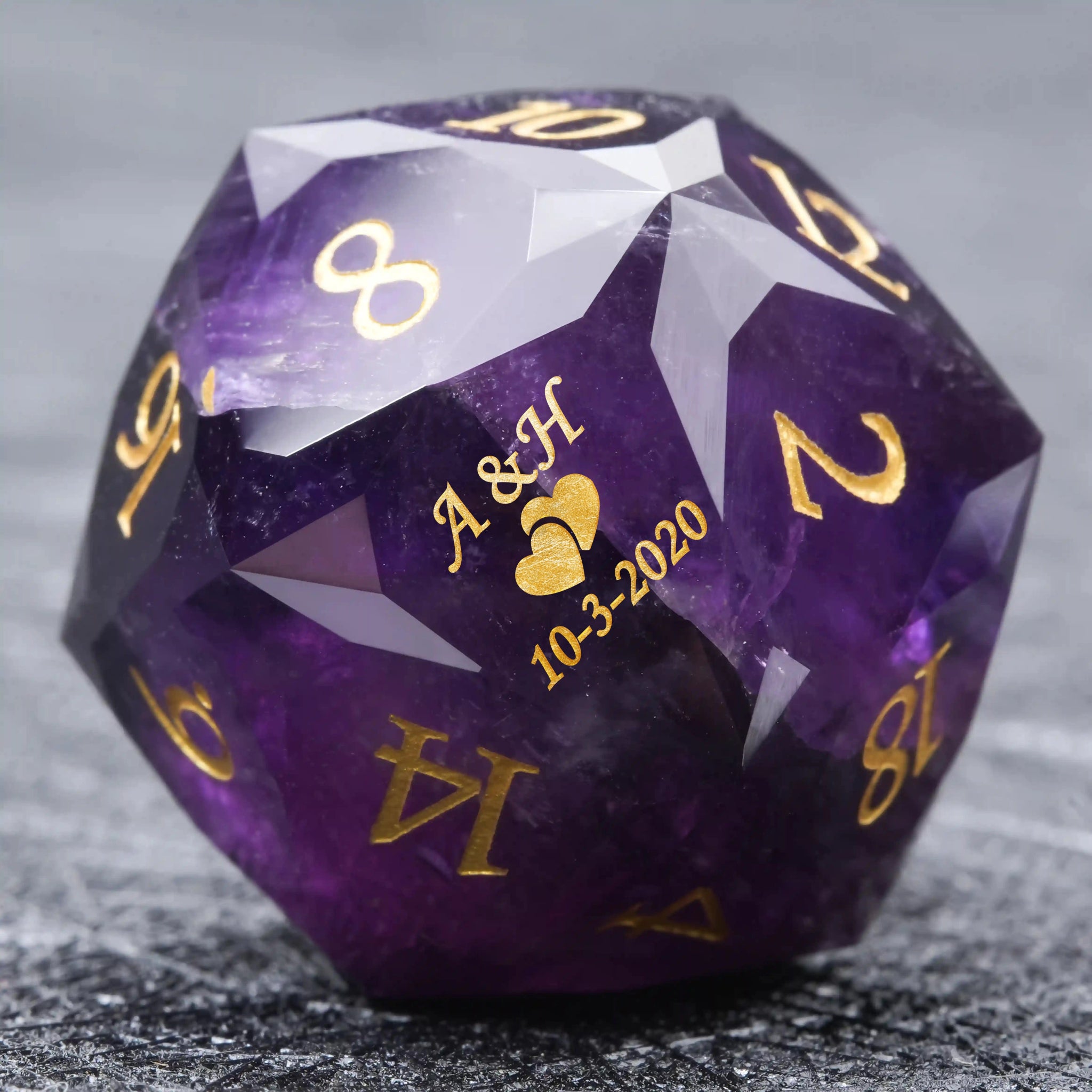 Custom Dice - Personalized DND Natural Gemstone Dice, Customizable Engraving of Fonts, Symbols, Logos - Bear Dice