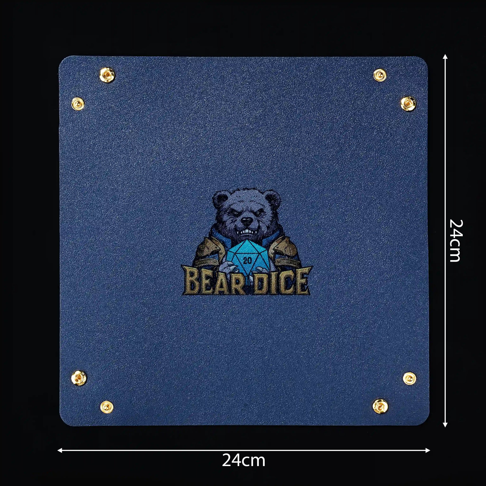 Custom leather DND dice tray with button foldable personalized dice roller dice mat - Bear Dice
