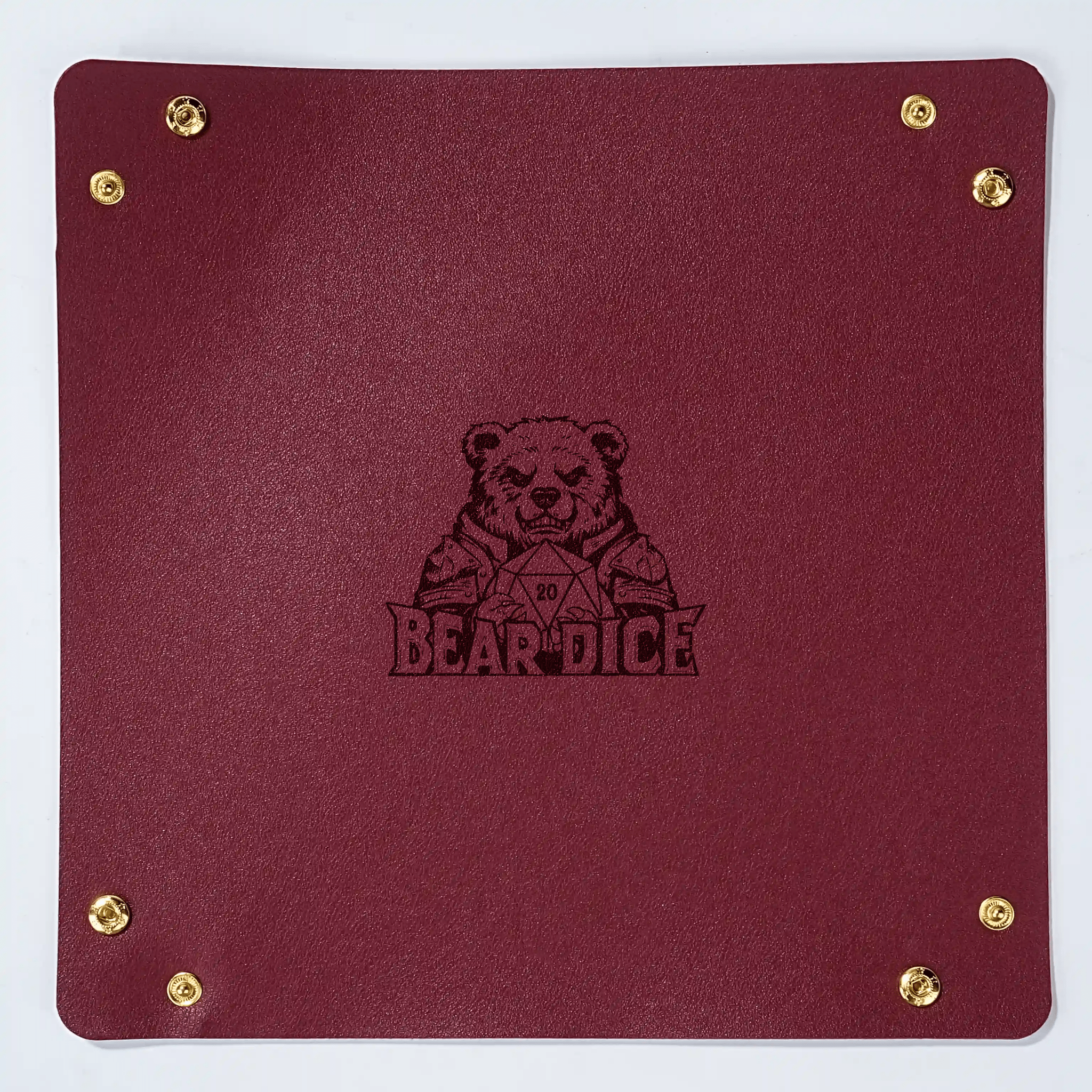 Custom leather DND dice tray with button foldable personalized dice roller dice mat - Bear Dice