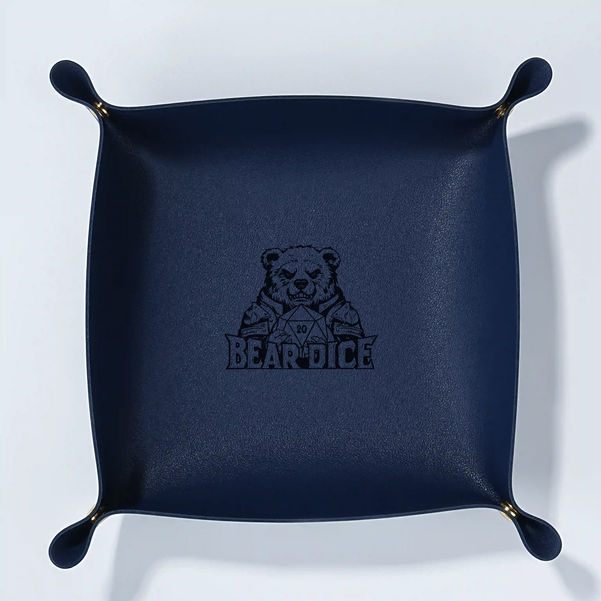 Custom leather DND dice tray with button foldable personalized dice roller dice mat - Bear Dice