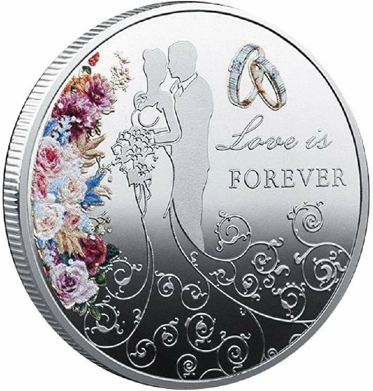 Customized wedding coins, wedding anniversary coins, 520 Valentine's Day gifts for couples, can be engraved with patterns, text, symbols, etc. - Bear Dice