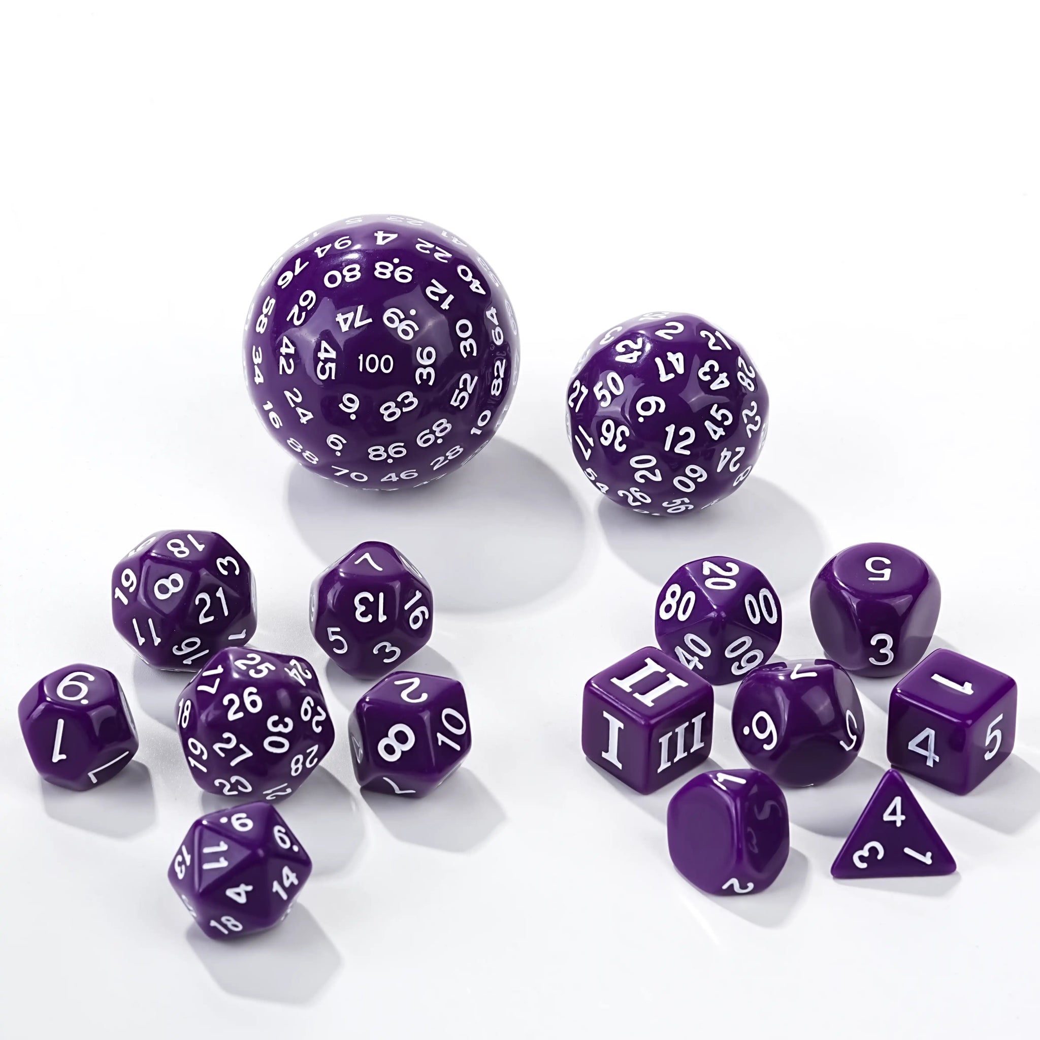 D100 Dice Set – 15 Pieces Purple Acrylic Polyhedral Dice - Bear Dice