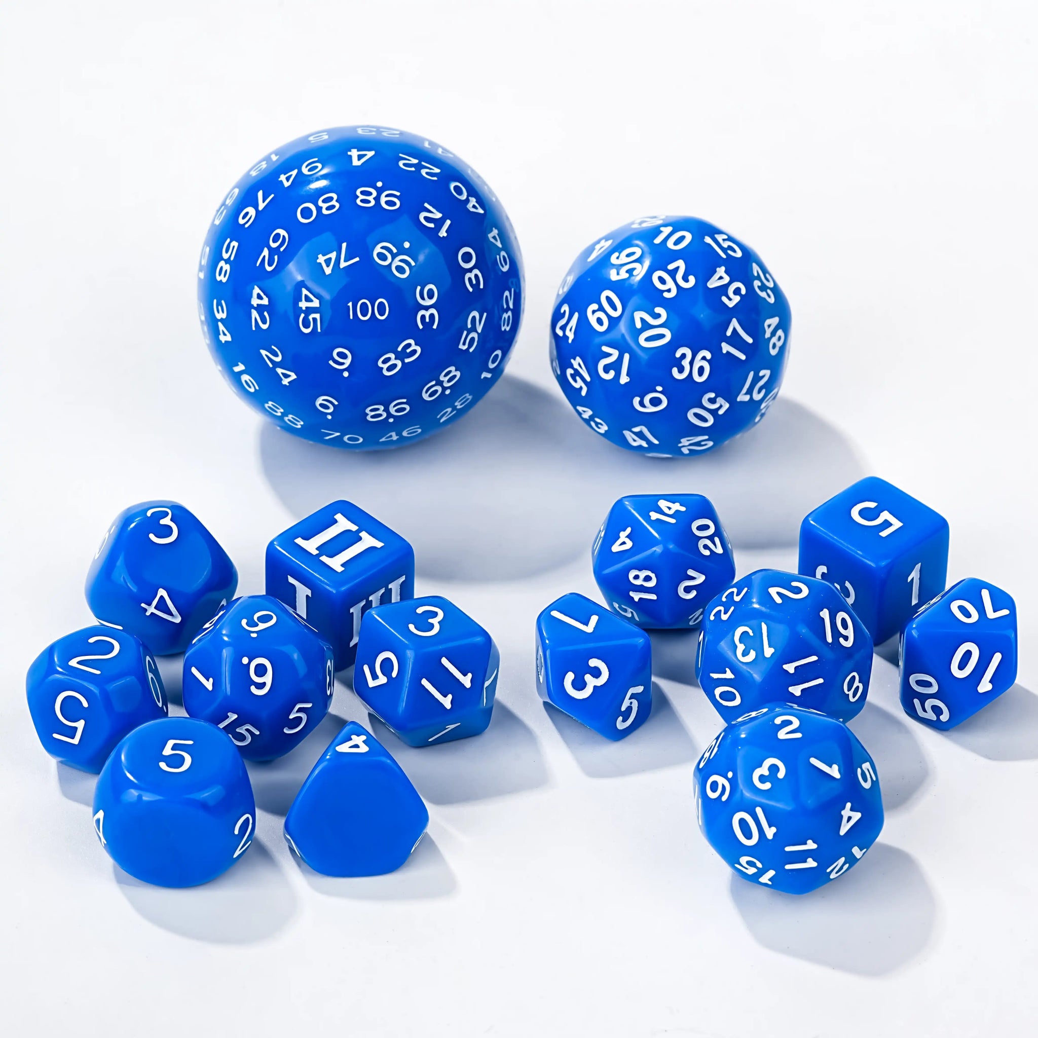 D100 Dice Set - 15pcs Blue Acrylic Polyhedron Dice - Bear Dice