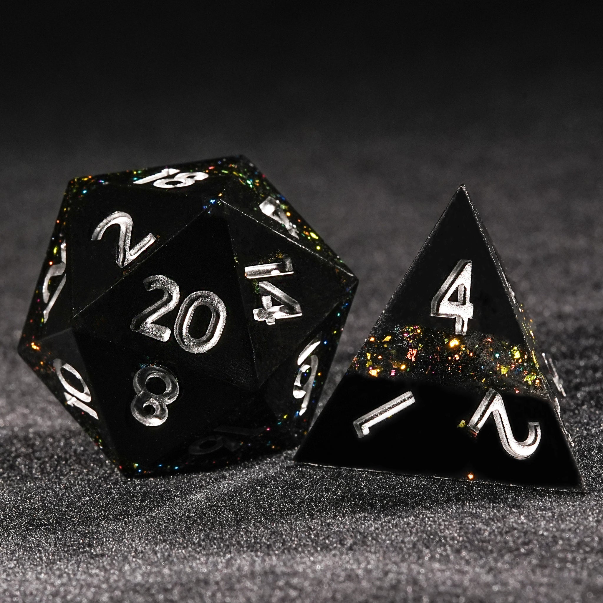 Dark Glamour: Galactic Phantom Light Resin DND Dice Set - Bear Dice