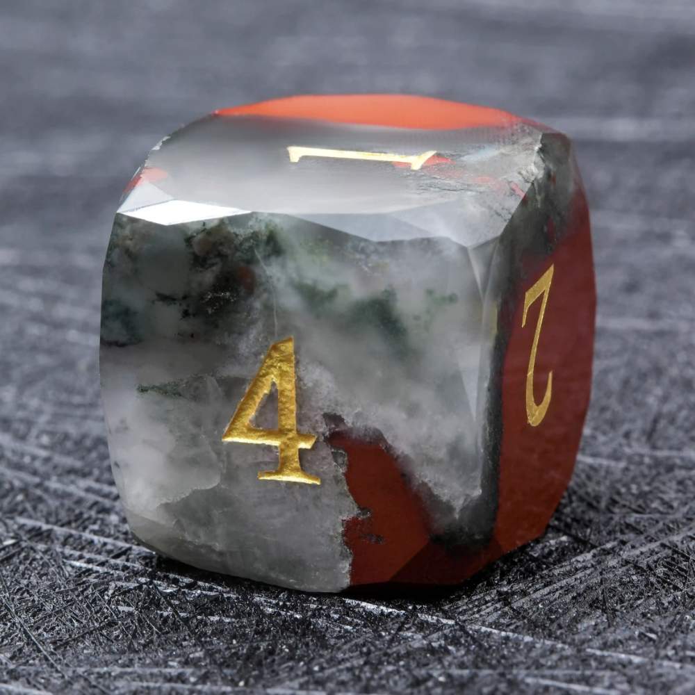 D&D Multi - Sided Engraved Natural Gemstone Dice Set - Bear Dice