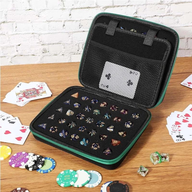 Dice Collection - DND Dice Set Storage Box + Zippered Dice Case + Logo Badge - Bear Dice
