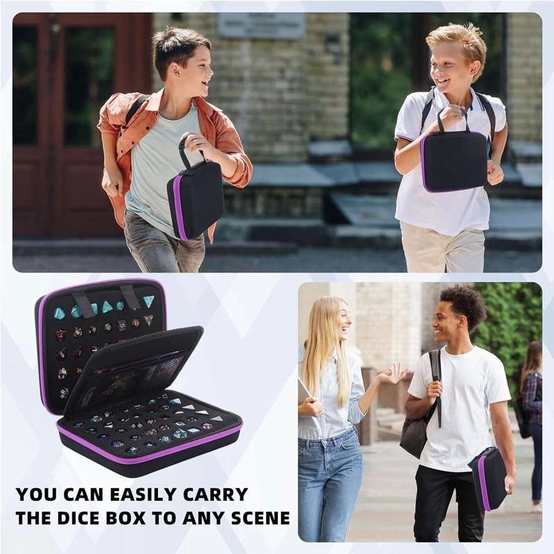 Dice Collection - DND Dice Set Storage Box + Zippered Dice Case + Logo Badge - Bear Dice