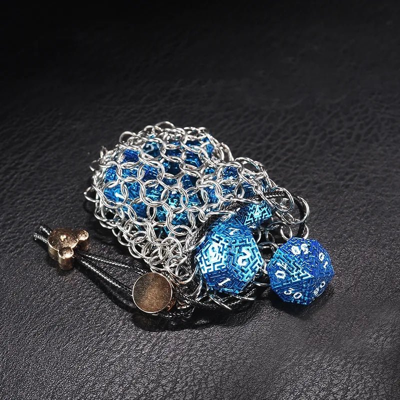 DND Chainmail Dice Bag Handmade Metal Dice Bag - Bear Dice
