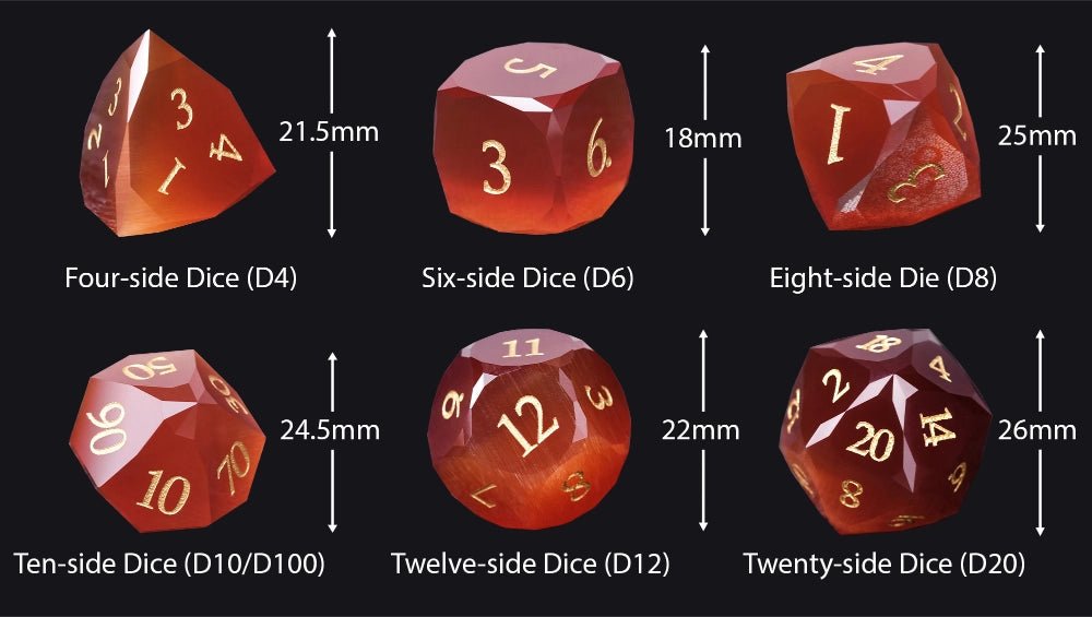 DND Dice - Crimson Glass Gem Polyhedron RPG Dice Set - Bear Dice