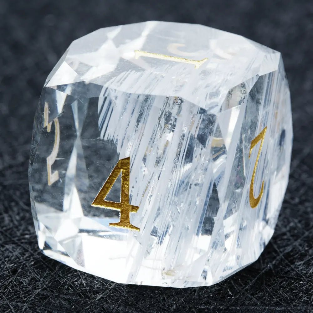 DND Dice - Diamond Cut Crystal Clear Glass Gemstone Dice Set - Bear Dice
