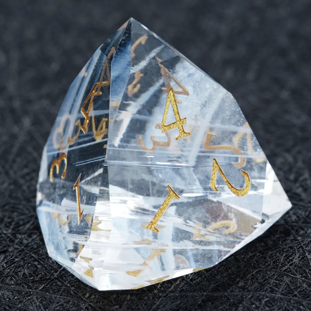 DND Dice - Diamond Cut Crystal Clear Glass Gemstone Dice Set - Bear Dice