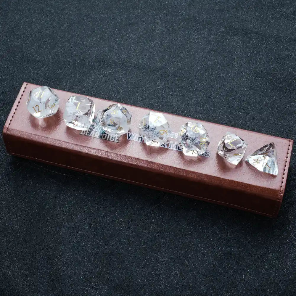 DND Dice - Diamond Cut Crystal Clear Glass Gemstone Dice Set - Bear Dice